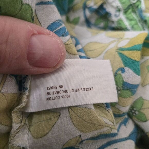 Y2K Old Navy M Floral Top Pistachio Green Butter Yellow Baby Doll Spring - Picture 6 of 7